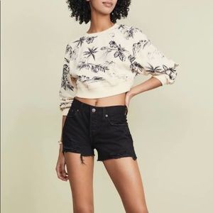 Free People black denim shorts